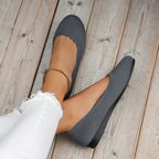 Ballerinas Damen mit Ripp-Strick-Obermaterial und schlichter Zehenpartie – Léonie