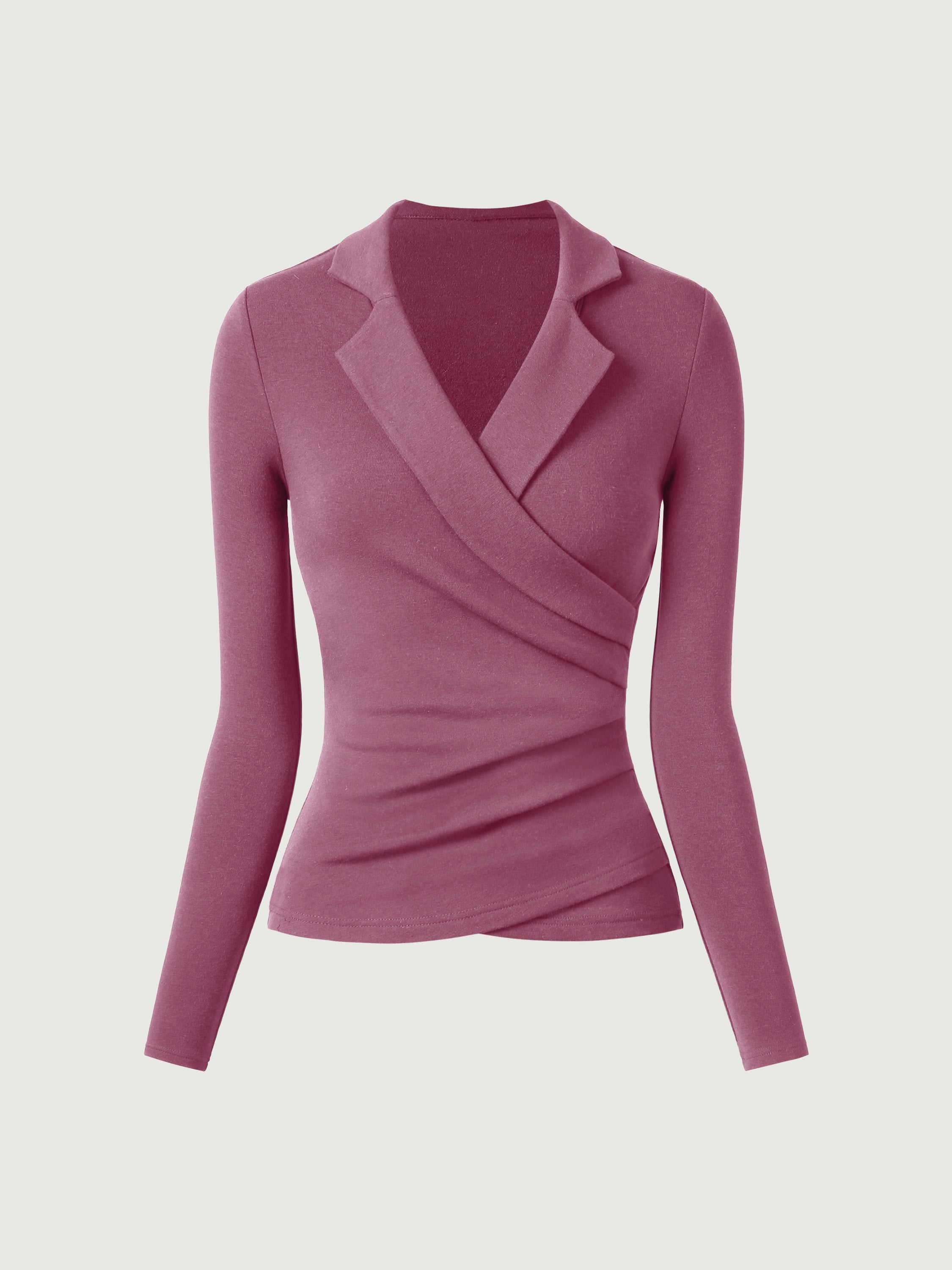 Strickbluse Damen mit Wickelausschnitt und Blazer-Kragen – Romina