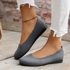Ballerinas Damen mit Ripp-Strick-Obermaterial und schlichter Zehenpartie – Léonie