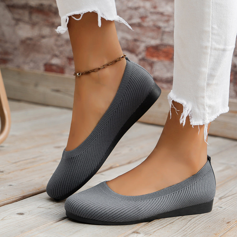 Ballerinas Damen mit Ripp-Strick-Obermaterial und schlichter Zehenpartie – Léonie