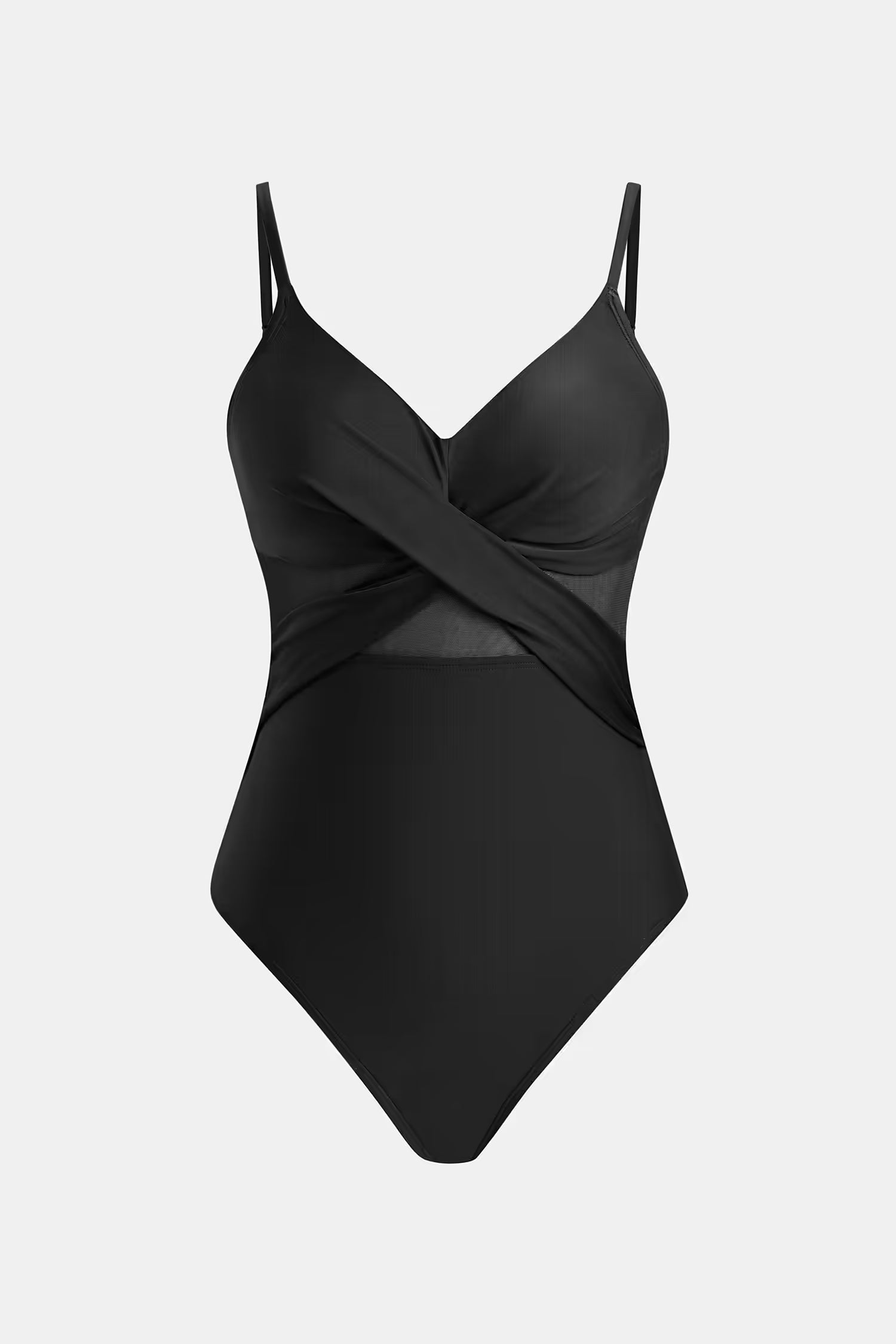 Badeanzug Damen mit Mesh-Einsatz und Überkreuz-Detail – Valentina