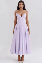 Abendkleid Damen mit Corsage und ausgestelltem Midirock – Rossana