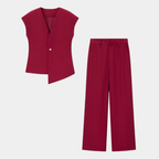 Hosenanzug Damen mit asymmetrischer Weste und Weithose – Nicolette