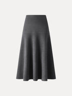 Midirock Damen mit hoher Taille und ausgestelltem Wollmix-Schnitt – Eleonora