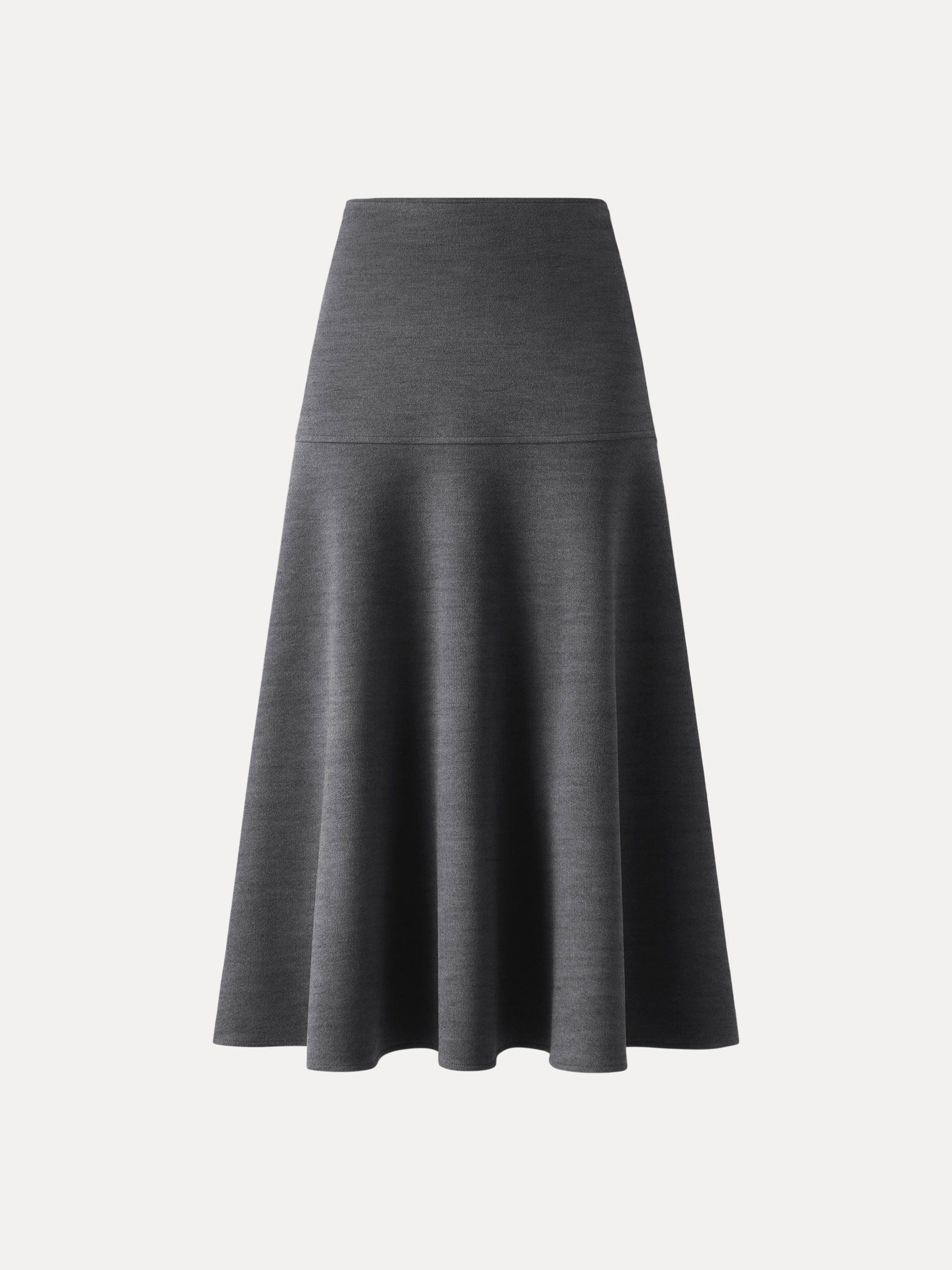 Midirock Damen mit hoher Taille und ausgestelltem Wollmix-Schnitt – Eleonora