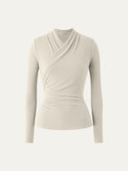 Longsleeve Damen mit Wickelausschnitt und geraffter Taille – Valentina
