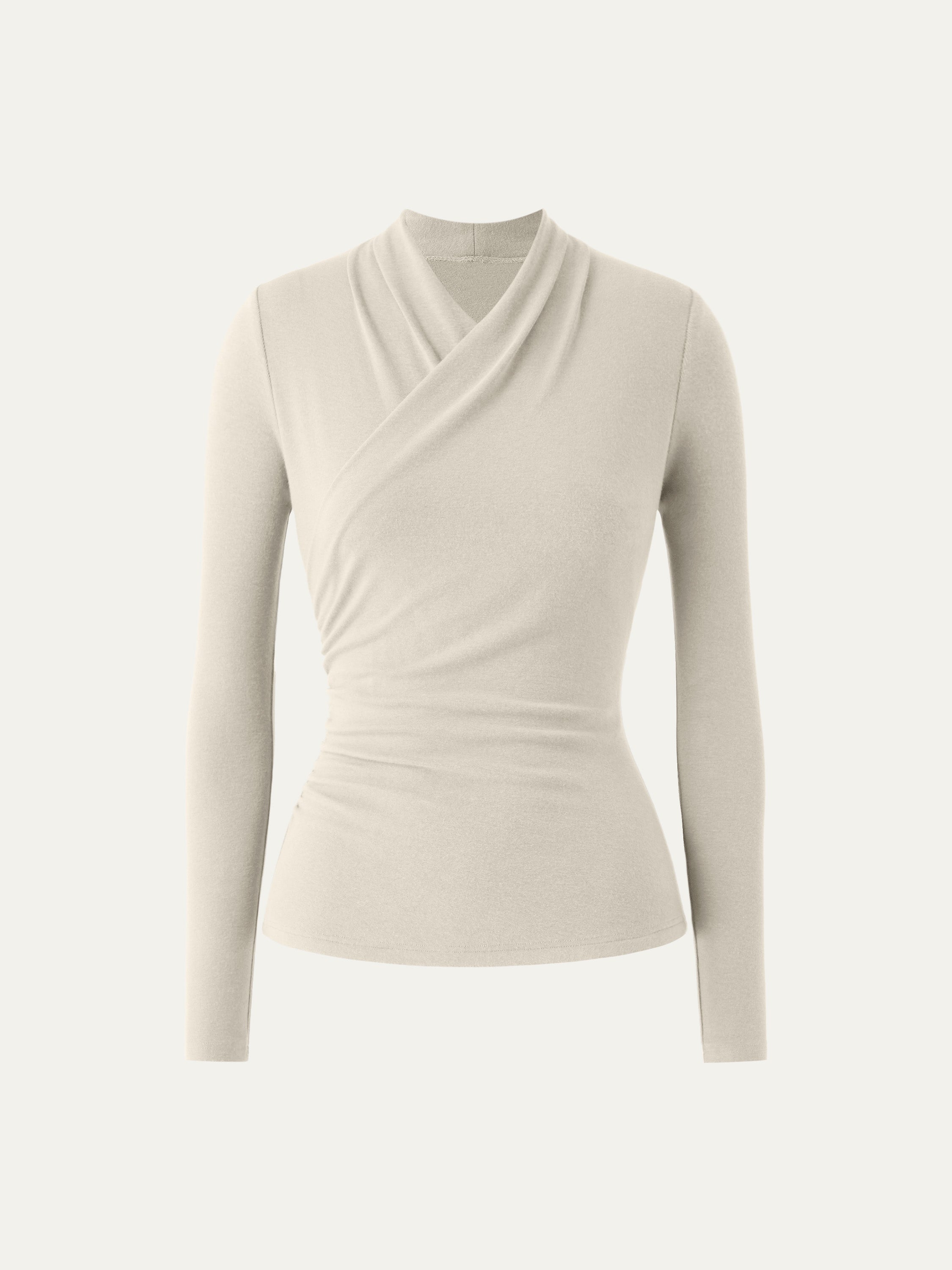 Longsleeve Damen mit Wickelausschnitt und geraffter Taille – Valentina