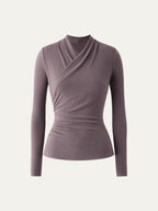 Longsleeve Damen mit Wickelausschnitt und geraffter Taille – Valentina