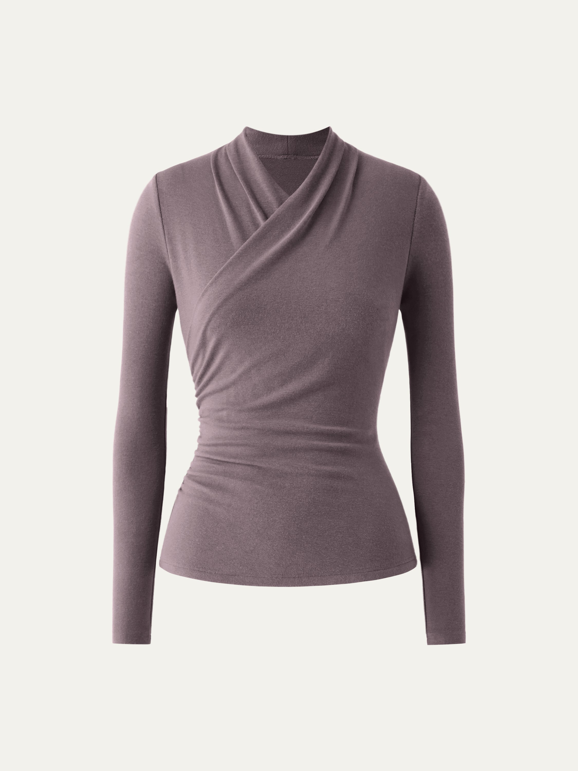 Longsleeve Damen mit Wickelausschnitt und geraffter Taille – Valentina