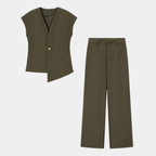 Hosenanzug Damen mit asymmetrischer Weste und Weithose – Nicolette