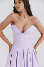 Abendkleid Damen mit Corsage und ausgestelltem Midirock – Rossana