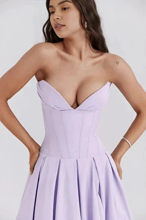 Abendkleid Damen mit Corsage und ausgestelltem Midirock – Rossana