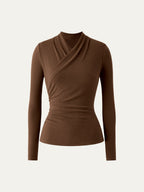 Longsleeve Damen mit Wickelausschnitt und geraffter Taille – Valentina