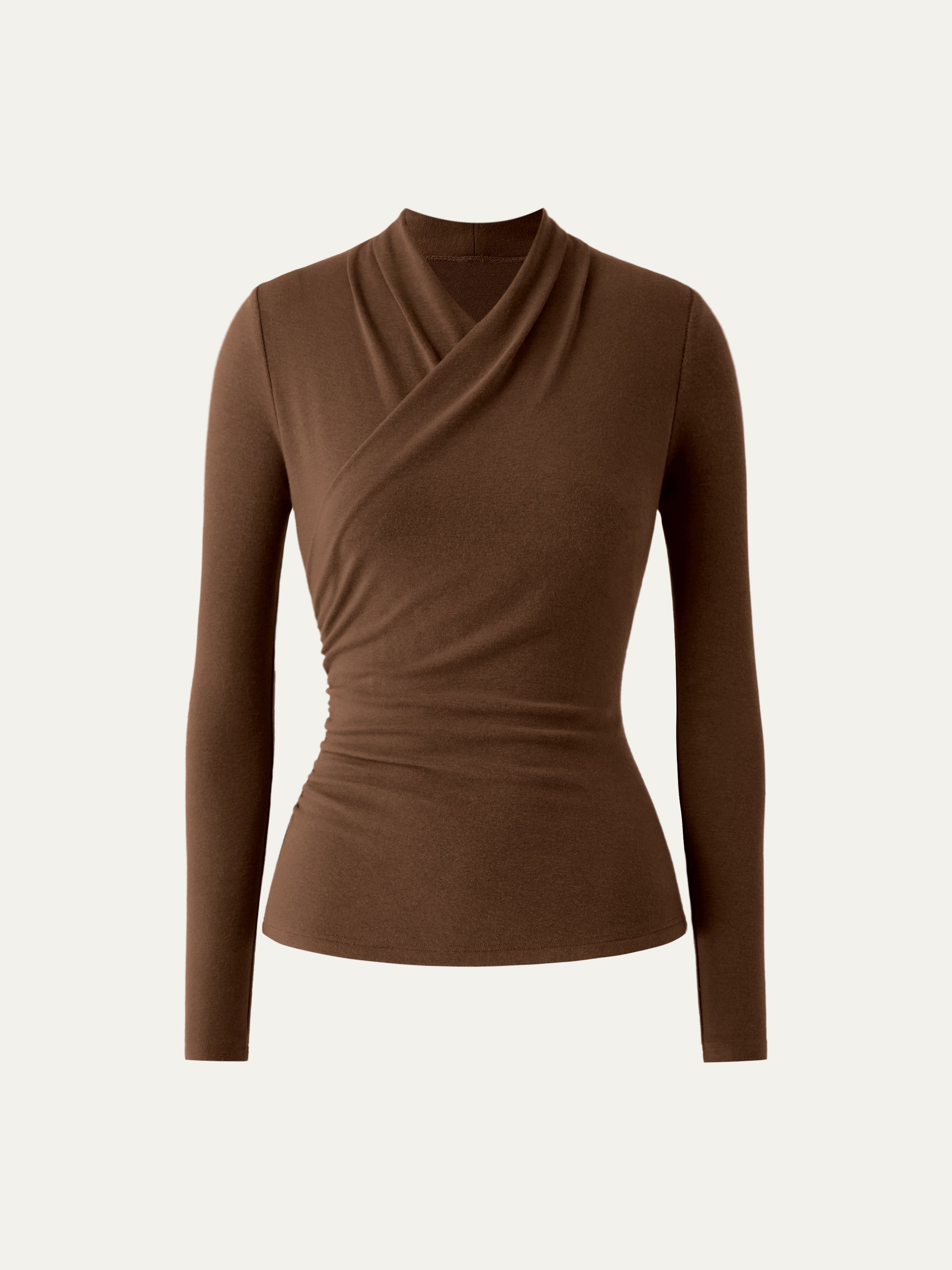 Longsleeve Damen mit Wickelausschnitt und geraffter Taille – Valentina