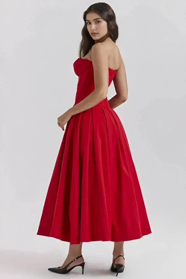 Abendkleid Damen mit Corsage und ausgestelltem Midirock – Rossana