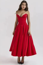 Abendkleid Damen mit Corsage und ausgestelltem Midirock – Rossana