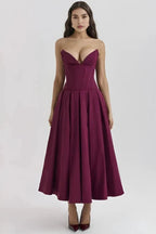 Abendkleid Damen mit Corsage und ausgestelltem Midirock – Rossana