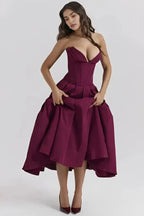 Abendkleid Damen mit Corsage und ausgestelltem Midirock – Rossana