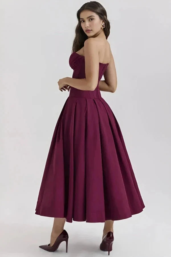 Abendkleid Damen mit Corsage und ausgestelltem Midirock – Rossana