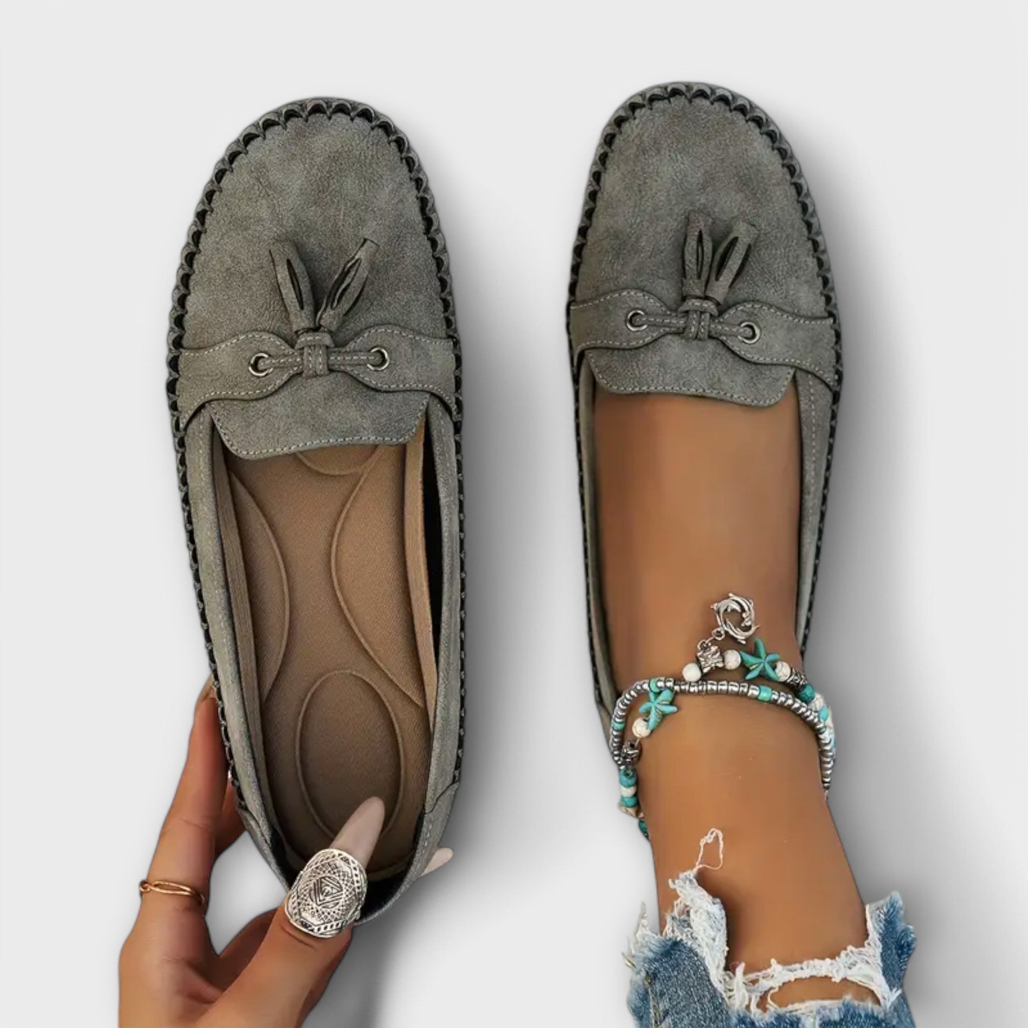 Loafer Damen mit Quastendetail und Wildlederoptik – Victorine