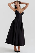 Abendkleid Damen mit Corsage und ausgestelltem Midirock – Rossana