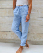 Leinenhose Damen mit Tunnelzugbund und Straight-Leg-Schnitt – Fiammetta