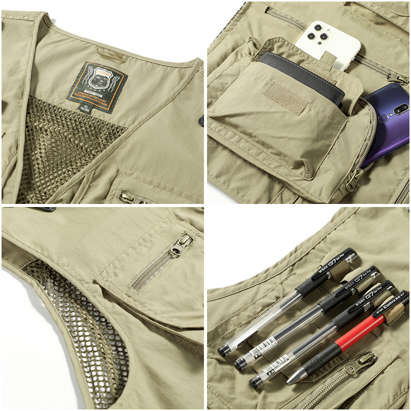 Anglerweste Herren mit Multi-Pocket und Mesh-Futter – Massimo