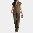 Hosenanzug Damen mit asymmetrischer Weste und Weithose – Nicolette
