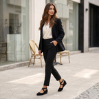 Ballerinas Damen mit Kreuz-Elastikband und Wildlederoptik – Arabelle