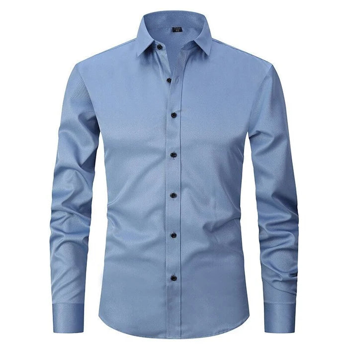 Herrenhemd Slim Fit mit Kontrastknöpfen und Langarm – Leonardo
