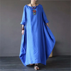 Maxikleid Damen mit Rundhalsausschnitt und Leinenmix in Oversized-Schnitt – Mireille