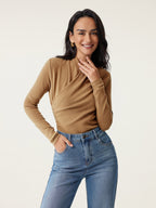 Longsleeve Damen mit Wickelausschnitt und geraffter Taille – Valentina