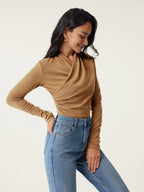 Longsleeve Damen mit Wickelausschnitt und geraffter Taille – Valentina
