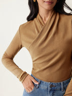 Longsleeve Damen mit Wickelausschnitt und geraffter Taille – Valentina