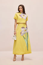 Zweiteiler Damen mit Crop-Top und Midirock mit Blumenprint – Fiora