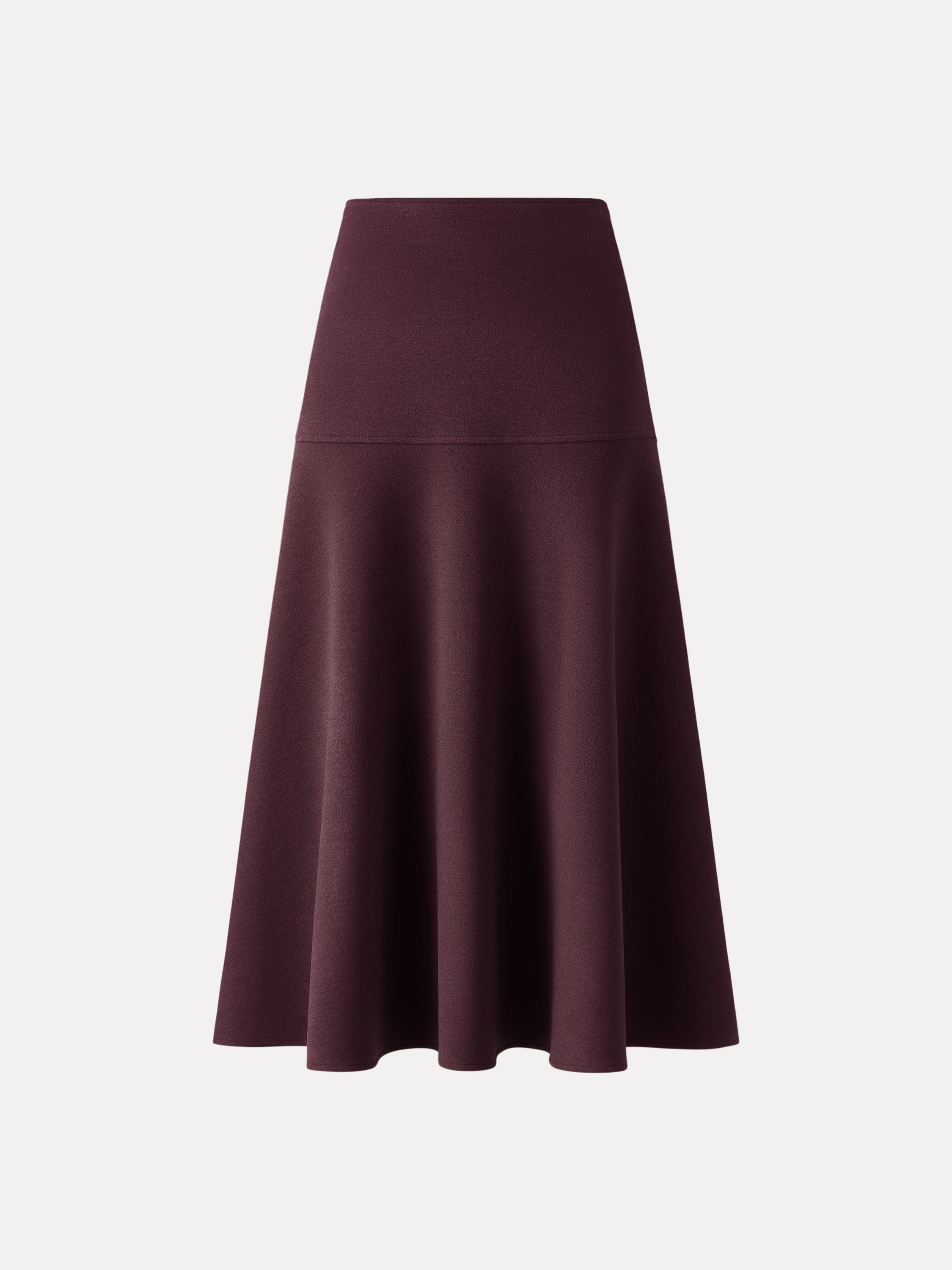 Midirock Damen mit hoher Taille und ausgestelltem Wollmix-Schnitt – Eleonora