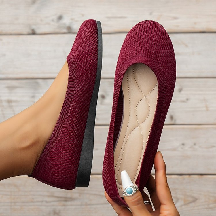 Ballerinas Damen mit Ripp-Strick-Obermaterial und schlichter Zehenpartie – Léonie