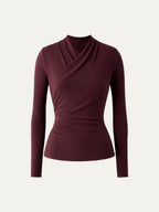 Longsleeve Damen mit Wickelausschnitt und geraffter Taille – Valentina