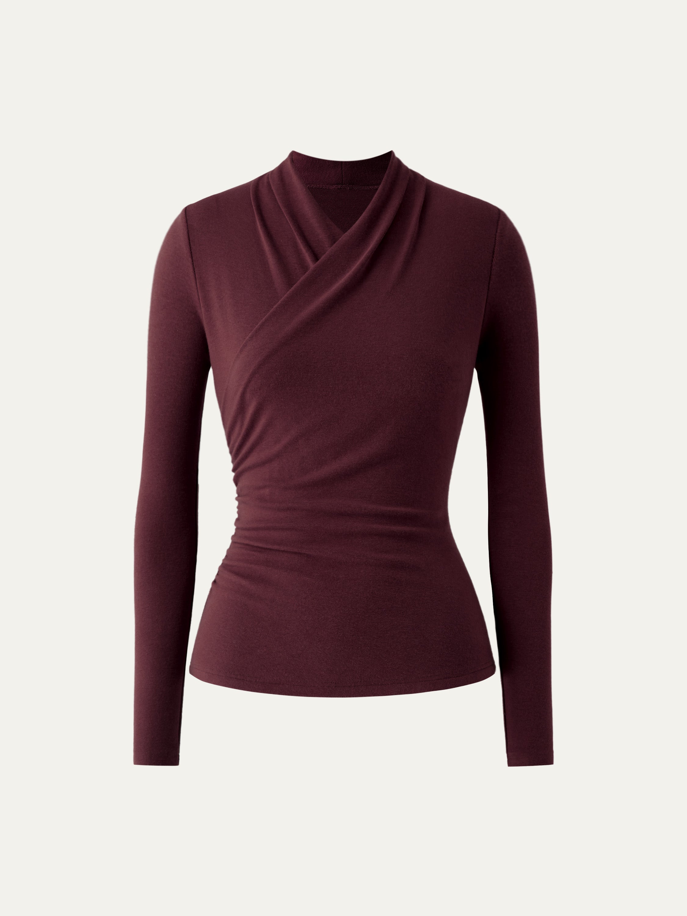 Longsleeve Damen mit Wickelausschnitt und geraffter Taille – Valentina