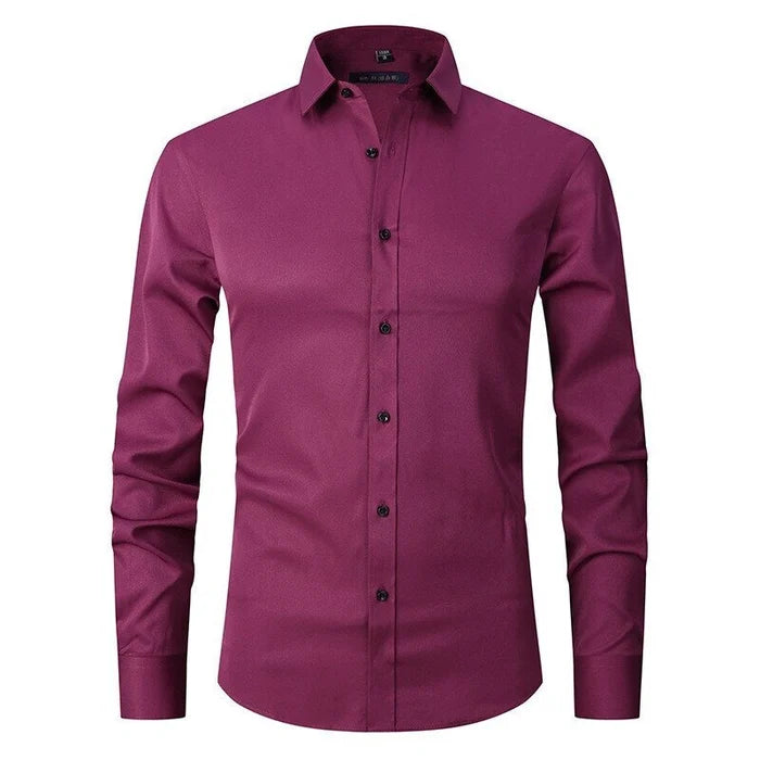 Herrenhemd Slim Fit mit Kontrastknöpfen und Langarm – Leonardo