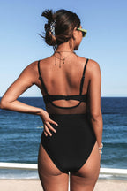 Badeanzug Damen mit Mesh-Einsatz und Überkreuz-Detail – Valentina