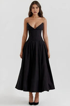 Abendkleid Damen mit Corsage und ausgestelltem Midirock – Rossana