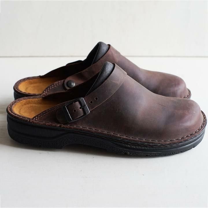Clogs Herren mit Vintage-Lederoptik und verstellbarer Schnalle – Brunhilde
