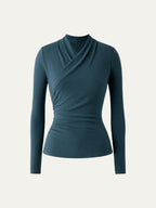 Longsleeve Damen mit Wickelausschnitt und geraffter Taille – Valentina