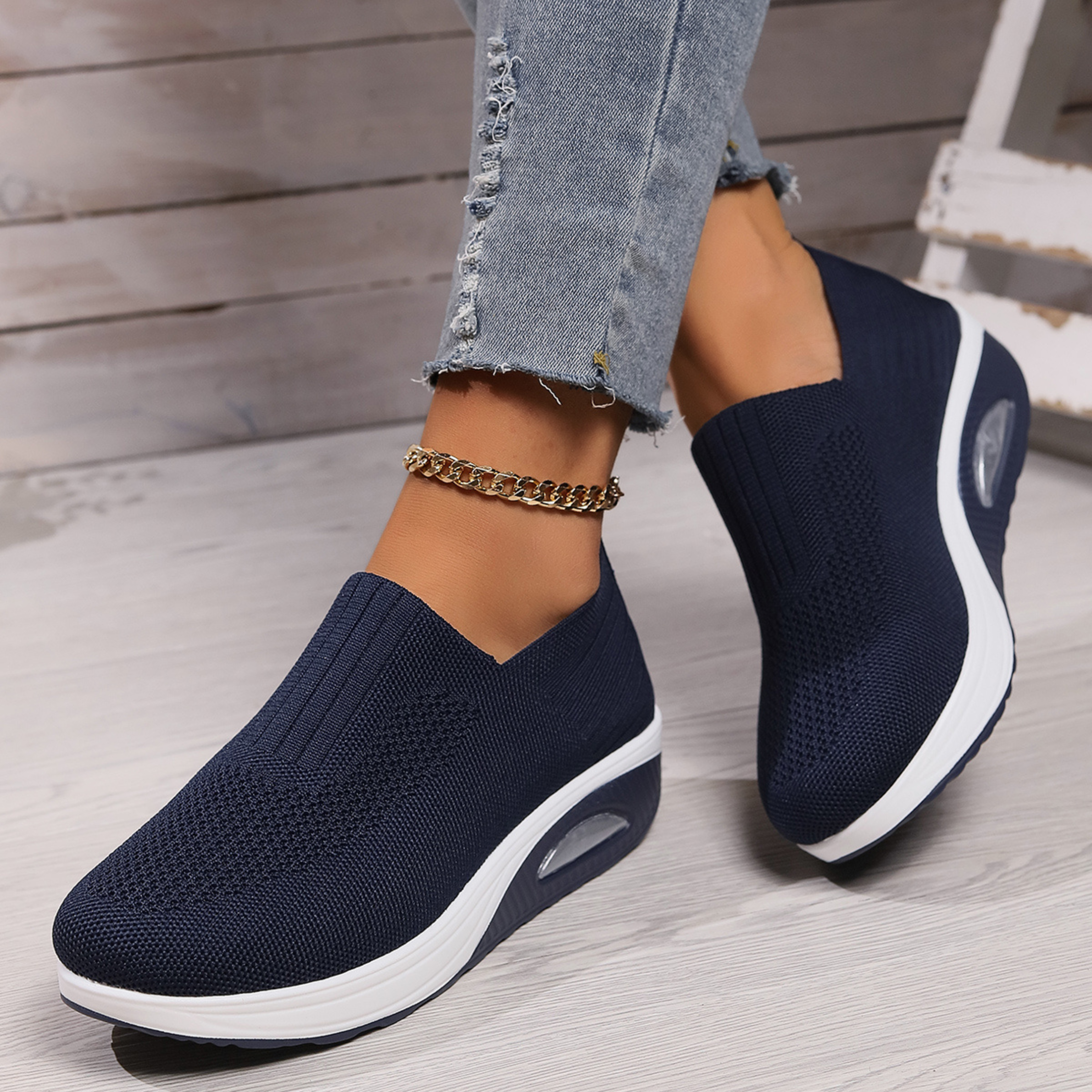Sneaker Damen Slip-on mit Luftkissensohle und Strick-Obermaterial – Rossella