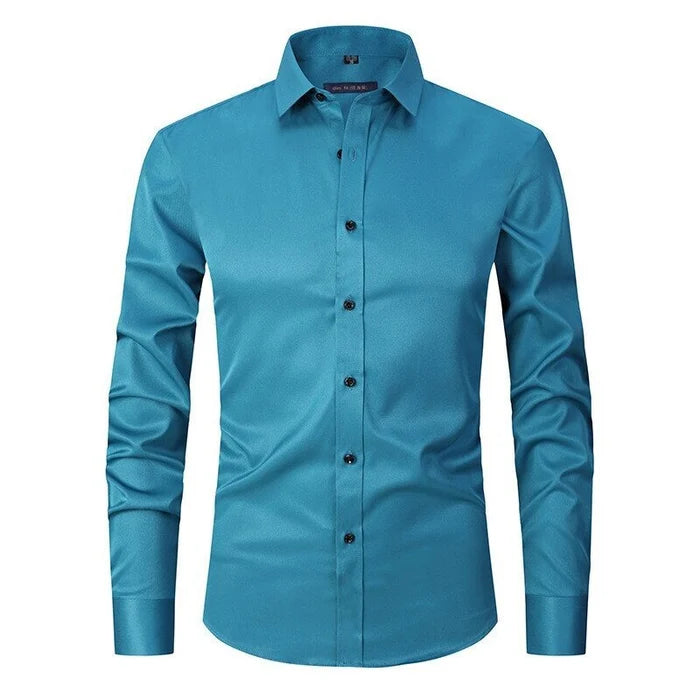 Herrenhemd Slim Fit mit Kontrastknöpfen und Langarm – Leonardo