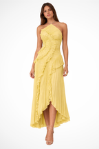 Abendkleid Damen mit Neckholder und Plissee-Rüschen – Seraphina
