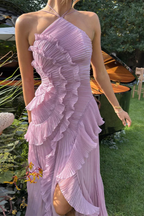 Abendkleid Damen mit Neckholder und Plissee-Rüschen – Seraphina