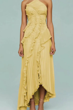 Abendkleid Damen mit Neckholder und Plissee-Rüschen – Seraphina