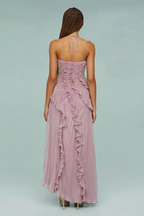 Abendkleid Damen mit Neckholder und Plissee-Rüschen – Seraphina
